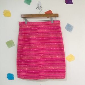 8 Lilly Pulitzer Gerbera Pink Tweed Pencil Skirt